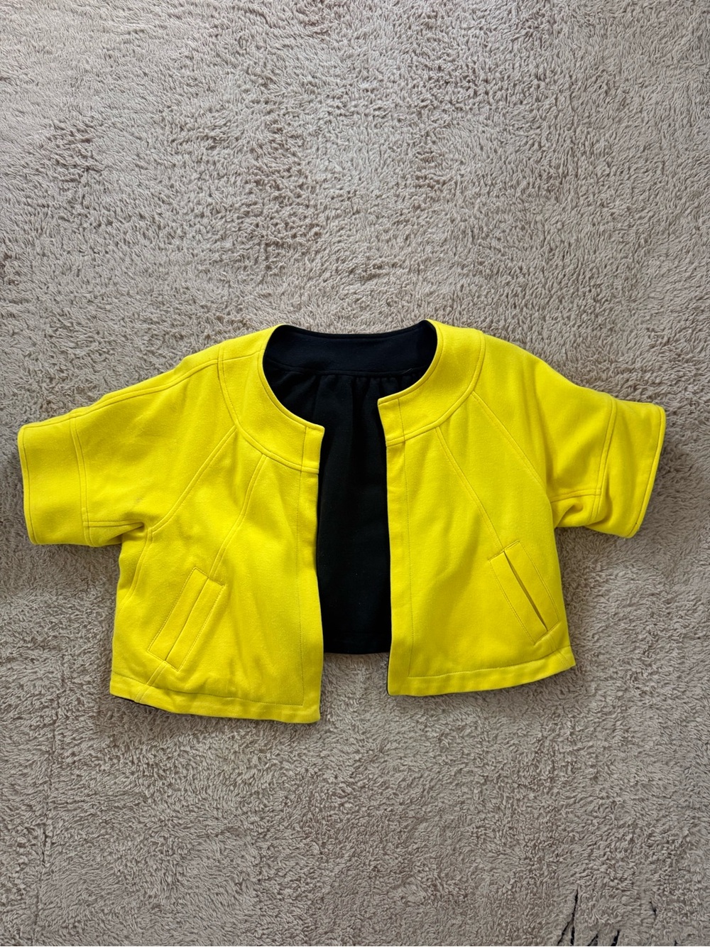 Reversible Bright Yellow Short Sleeve Cropped Jacket